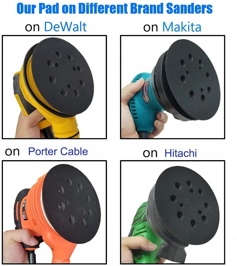 Almohadilla de lijado de gancho y bucle de 5 pulgadas, placa de respaldo de 8 agujeros para Cable Porter y Hitachi SV13YB/YA, lijadoras orbitales