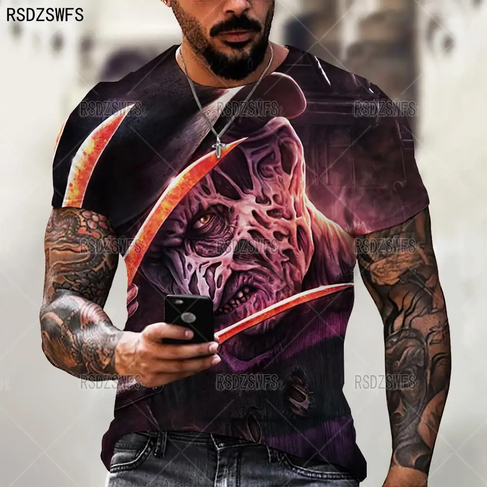 2021New Summer 3D T-Shirt Men Clothing Breathable Skull&Death Short Sleeve Fashion O-Neck Street Wear Cool Customizable 110-6 XL