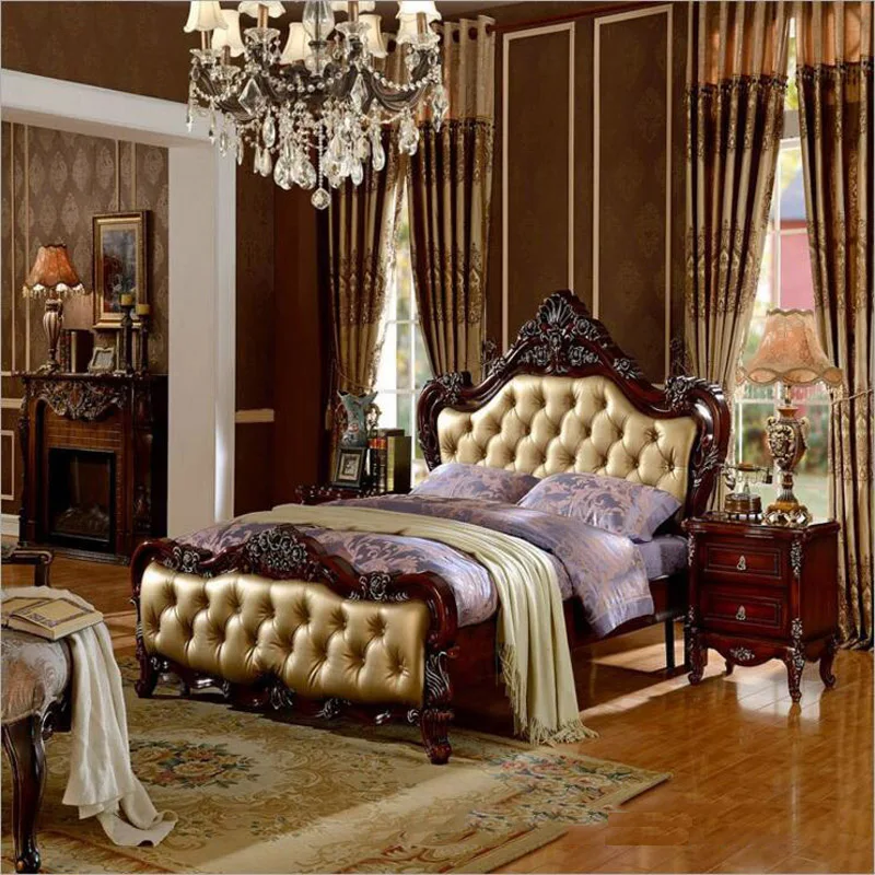 

modern American solid wood country style Fashion bed 2 people bedroom set furniture d1419