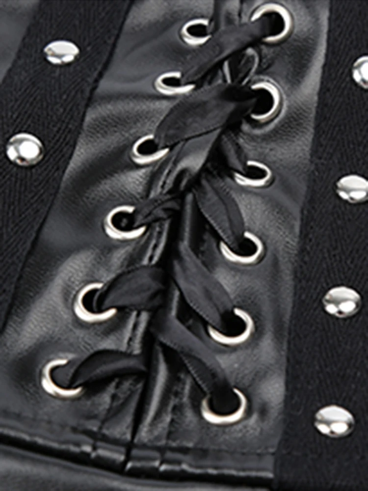 Lautaro printemps automne noir doux Pu cuir jupe plissée femmes taille haute Goth Vintage Style Punk luxe vêtements de créateur 2025