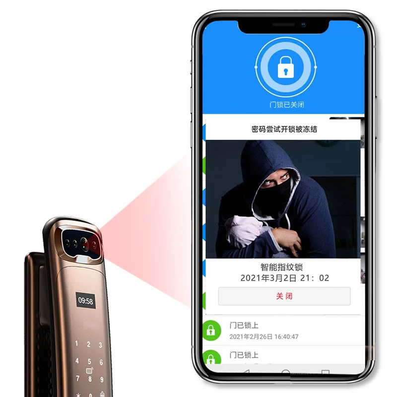 3D Face Recognition Fingerprint Door Lock With Camera APP Smart IC Card Password Intelligent Automatic Switch Lock Unlock