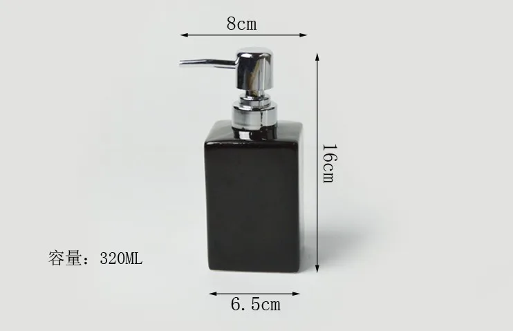 320ml Ceramic Emulsion Dispenser White Black Bottle Hotel Shower Gel Hand Sanitizer Bottle with Bamboo Tray for Kitchen