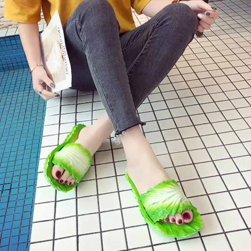 Cabbage Shape Slipper Women\'s Summer Bathroom Anti-slip Bath Students Fashion House Slippers Creative Shoes Children