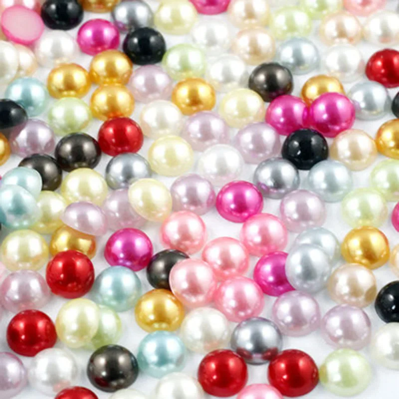Half Round Bead Acrylic ABS Imitation Pearls Flatback Beads for Jewelry Making Headwear Nail Art Phone Decoration,2-14mm