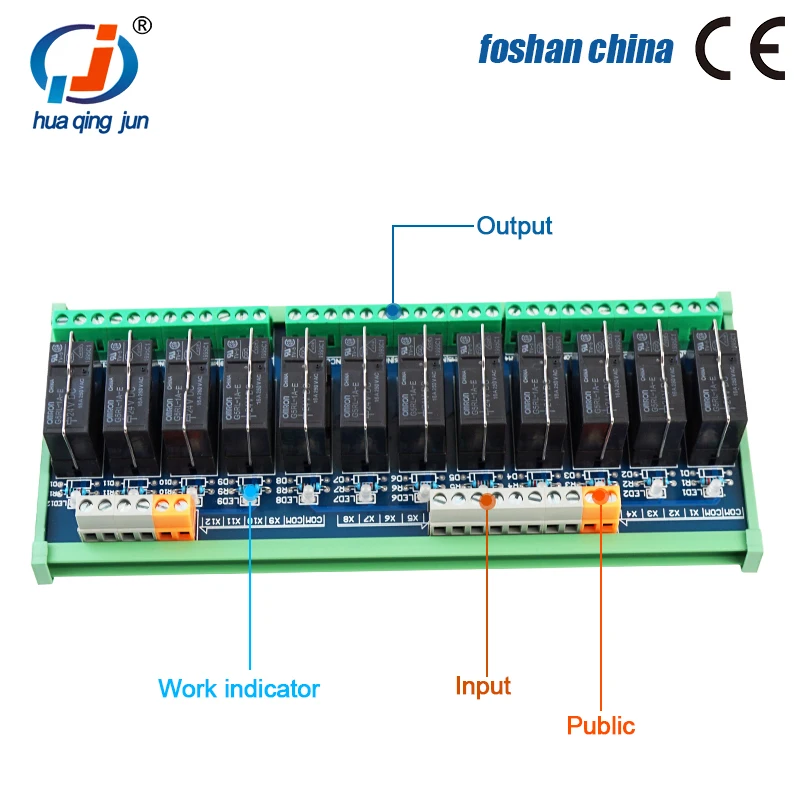 12-Channel 1NO 1NC DC24V Black Relay Module 16A Electromagnetic Relays for Packaging Machine Control