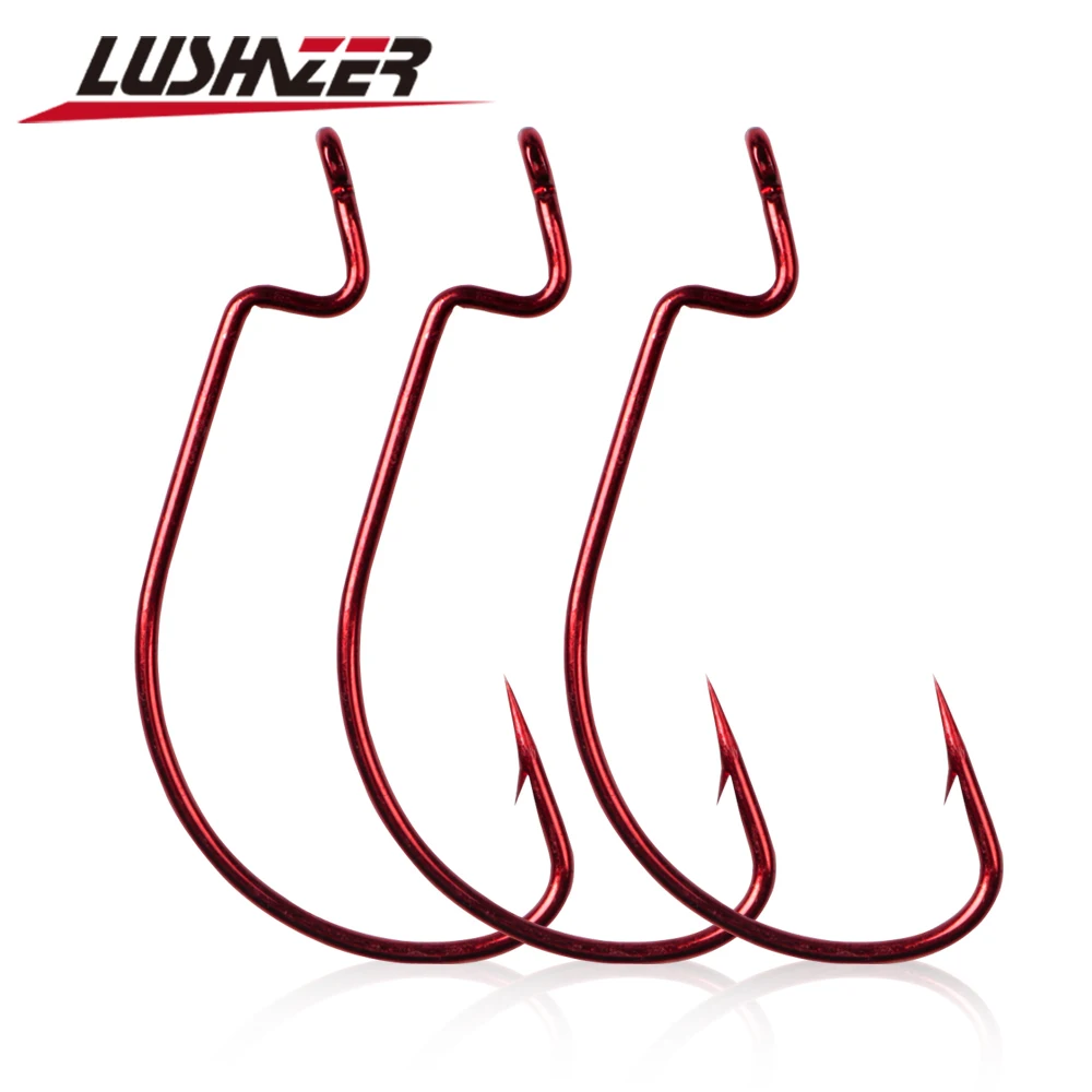 LUSHAZER 20pcs/lot Fishing offset hook 1/0# 2/0# 3/0# 4/0# 5/0#  1# 2# carp snap fishing owner hamecon carbone hook accessories