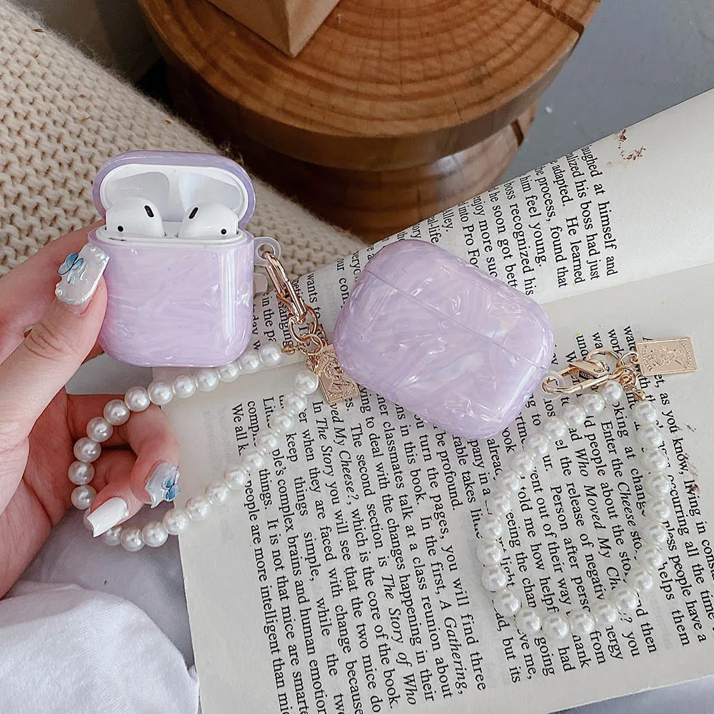 Ốp Lưng Thời Trang Cao Cấp Dành Cho Apple Airpods Tai Pro 2 3D Ngọc Trai Vòng Tay Vỏ Ốc Xà Cừ Móc Khóa Mềm Tai Nghe Chụp Tai Bao Phụ Kiện Trường Hợp Cho Tai Nghe AirPods 3 2