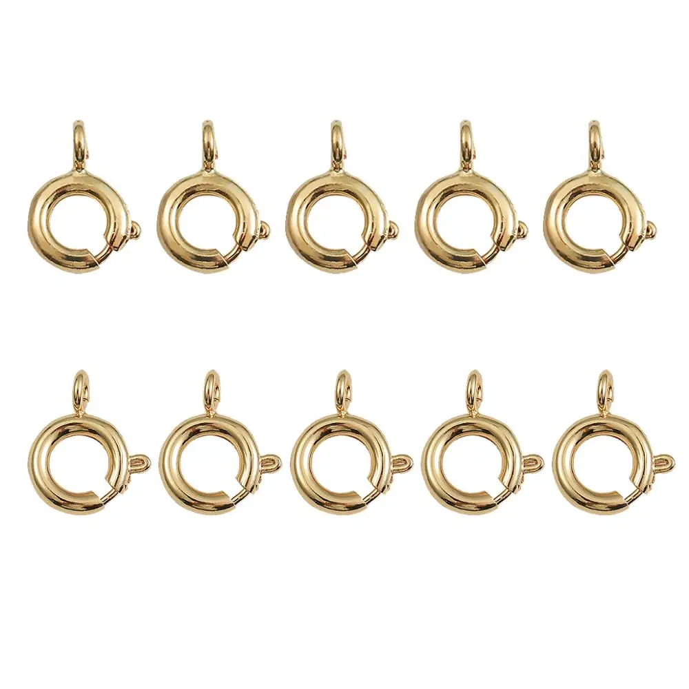 

5/20pcs 18K True Gold Plated Copper Spring Ring Clasp With Open Jump Ring Clasps For Chain Bracelet Connectors Jewelry Making