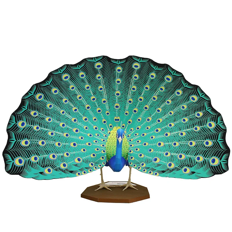 Indian Peafowl Peacock Bird Folding Handmade Origami Art 3D Paper Model Papercraft Animal DIY  Teens Adult Craft Toys QD-108