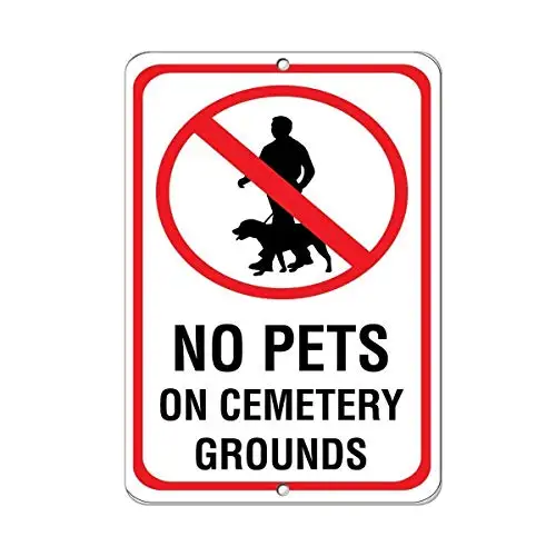 PENGNO No Pets On Cemetery Grounds Pet Animal Metal Wall Poster Tin Sign Vintage BBQ Restaurant Dinner Room Cafe Shop Decor