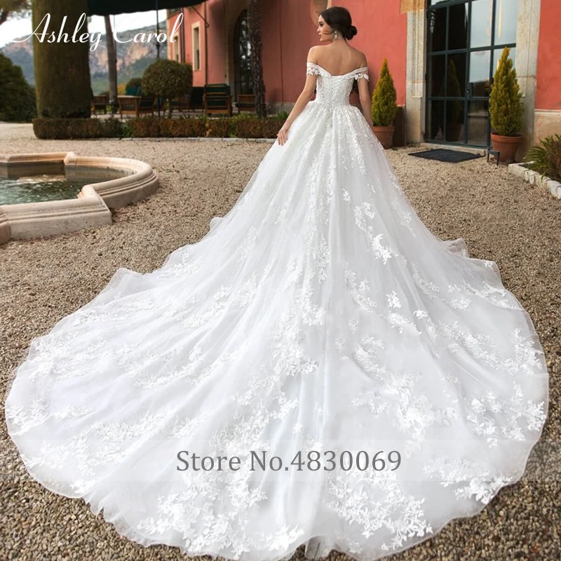 Ashley Carol Luxury Wedding Dresses For Women Beaded Sweetheart Princess Appliques Lace Up Wedding Gown Vestidos De Novia