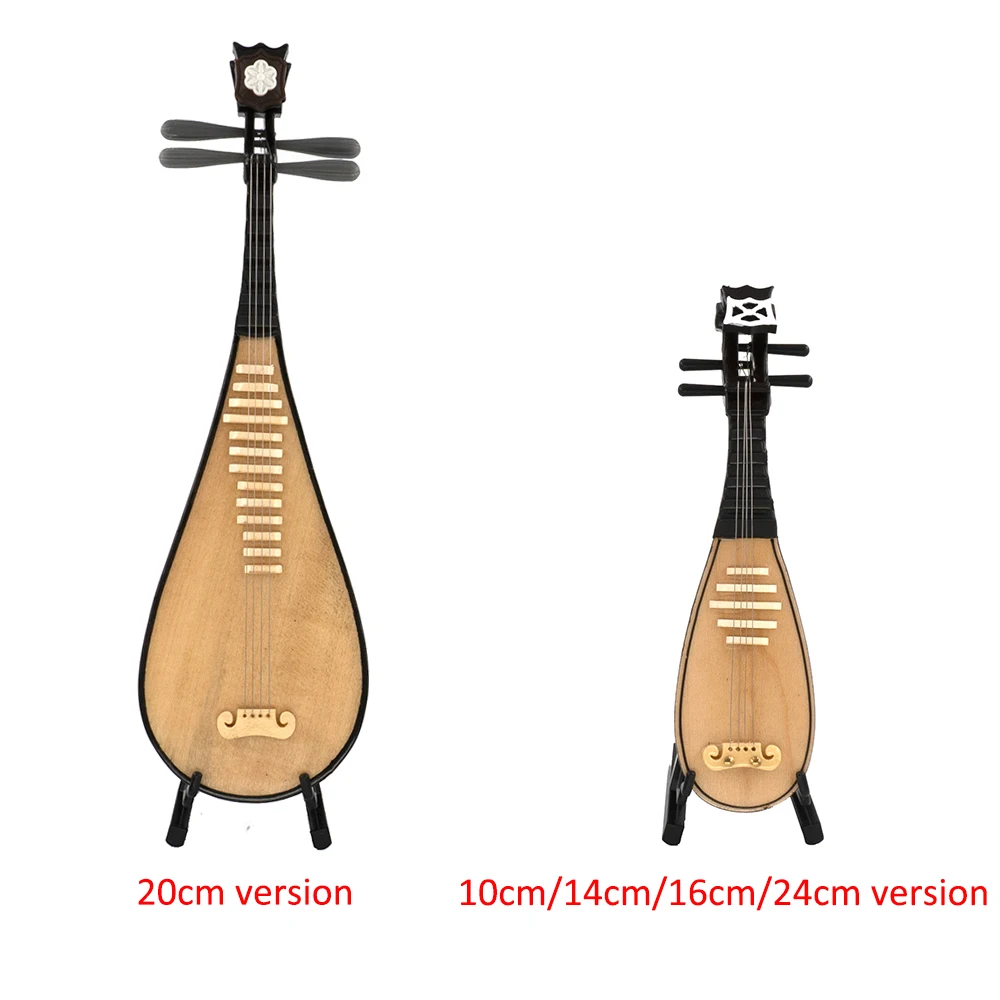 Miniature Chinese Lute Model with Support Case Mini Musical Instrument 1/12 Dollhouse 1/6 Action figure Accessories Decoration