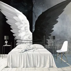Custom Any Size Mural Wallpaper 3D Stereo Creative Black And White Angel Wings Fresco Papel De Parede 3D Living Room Sofa Decor