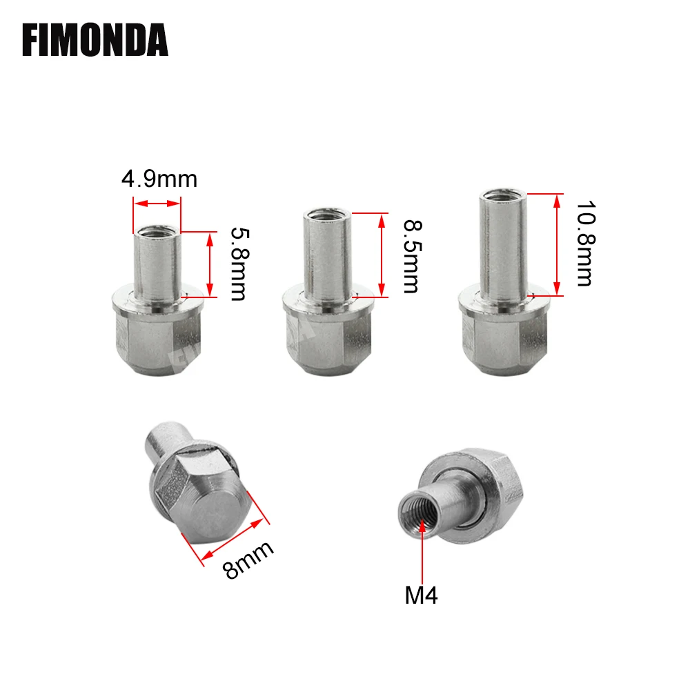 FIMONDA 4 sztuk 12mm mosiądz Hex koła rozszerzenie Adapter wagi 12mm 15mm 17mm dla gąsienica RC Axial SCX10 Wraith CC01 TF2 Rim części