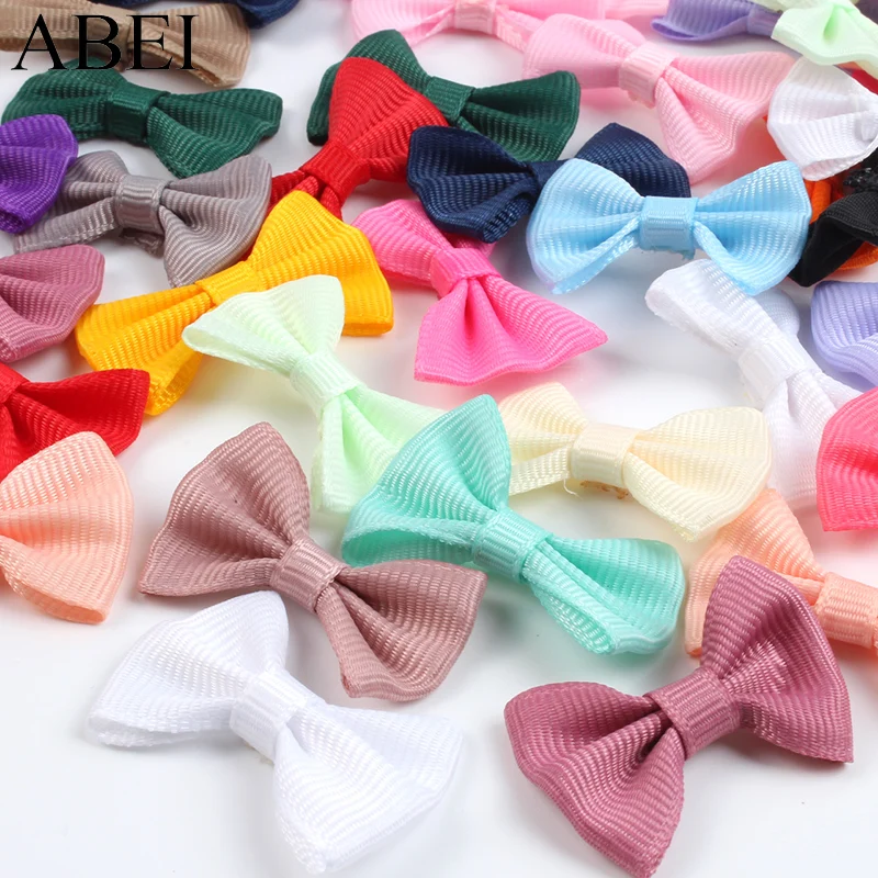 50pcs Mix Colors Grosgain Ribbon Bows Handmade Single Color Bow DIY Crafts Garments Hats Dress Sewing Accessories