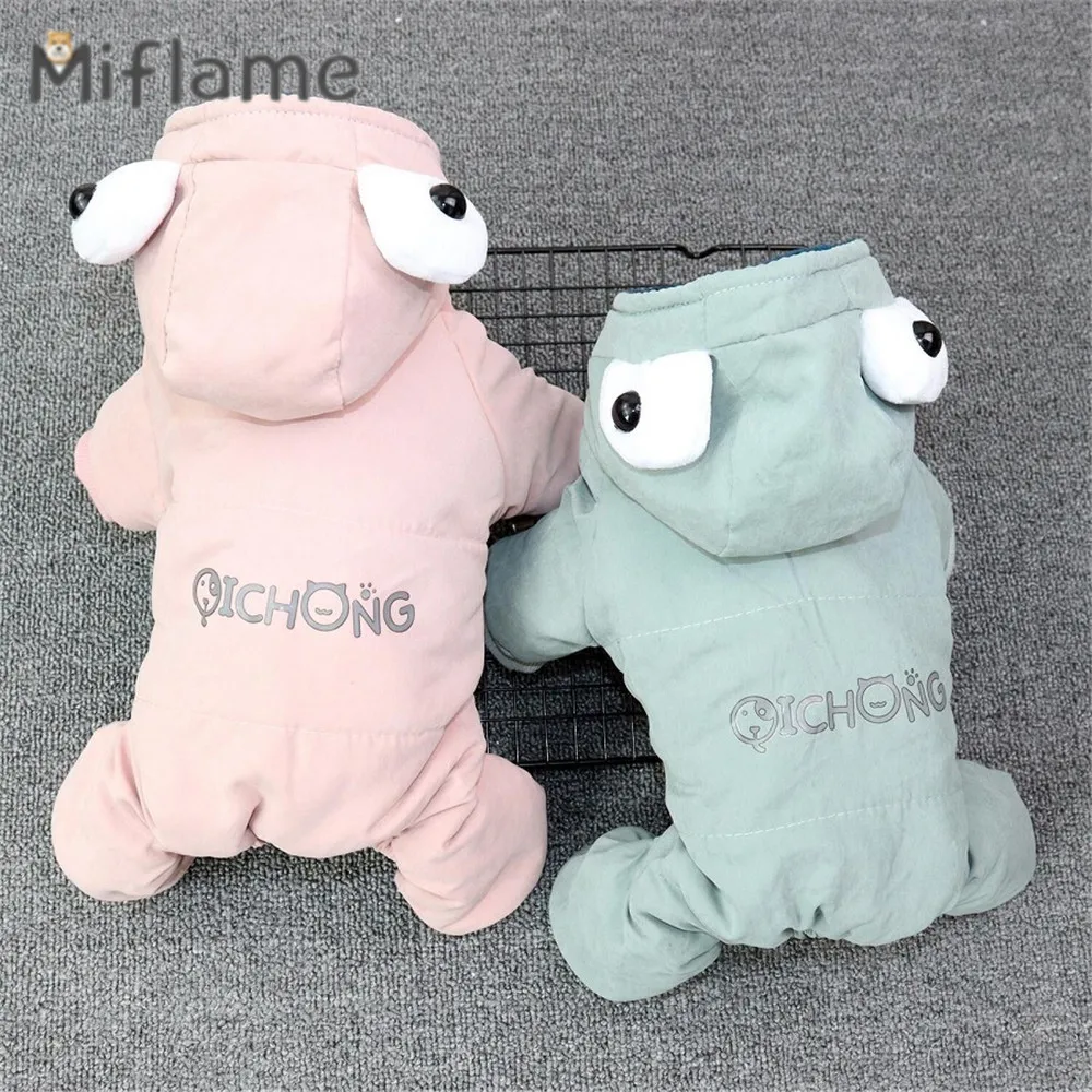 

Miflame Winter Warm Small Dogs Hoodies Big Eyes Jumpsuit For Dogs Clothing Four-legged Puppy Clothing Chihuahua Cute Pet Outfits