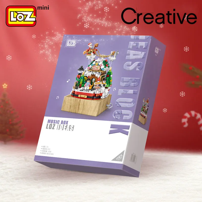 LOZ Christmas House Music Box Building Blocks Adult Highly Difficult Girls Puzzle Assembling Toys Christmas Gifts