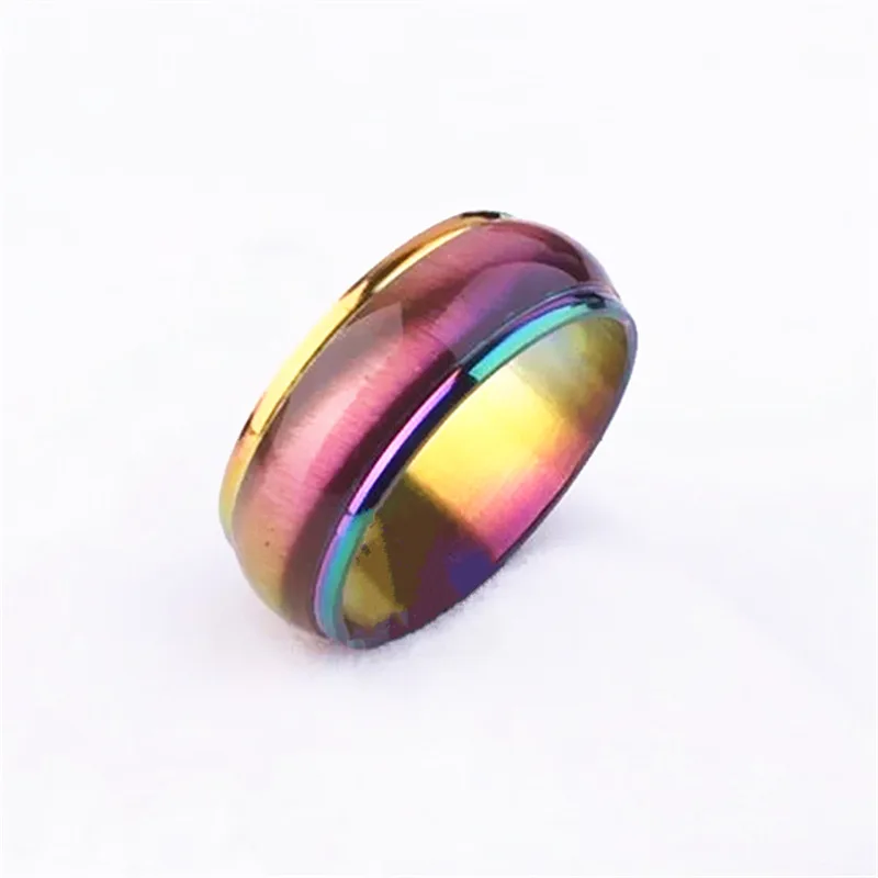 Colorful Stainless Mood Rings 6mm Wide Smart Jewelry For Women Men Couples Rings Tone Fine Gift Wholesale