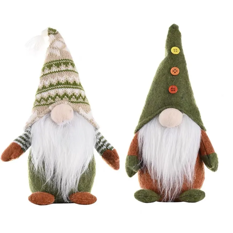 

Christmas Decorations Knitted Non-woven Standing Faceless Doll Creative Green Santa Claus Ornaments