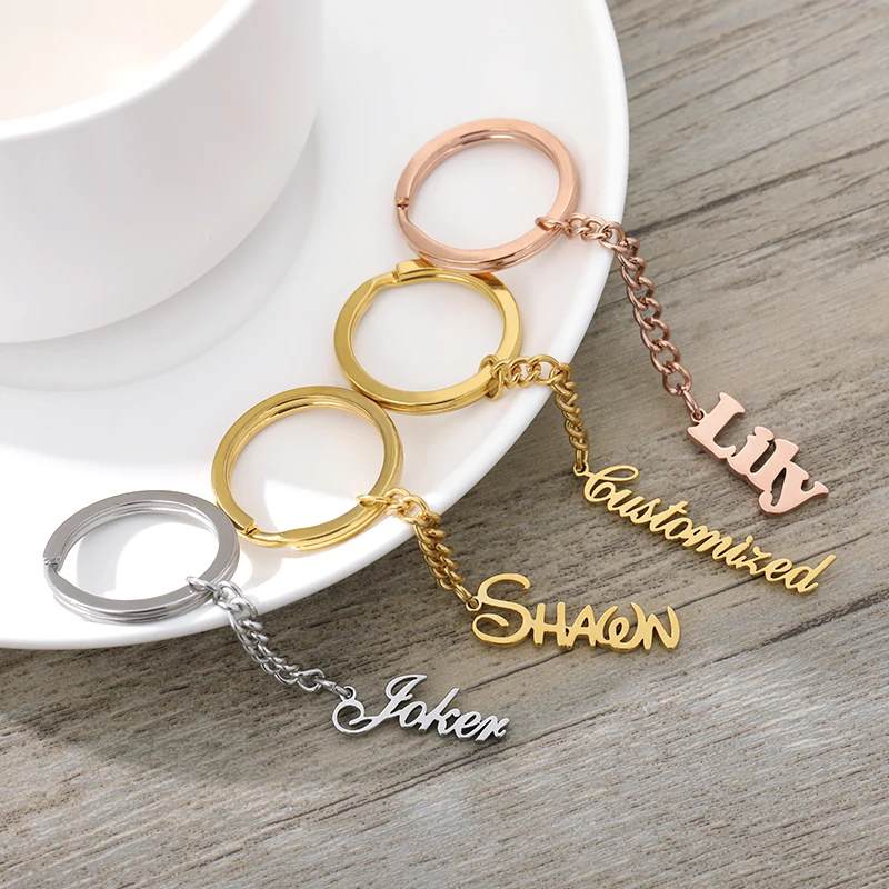 Custom Keychain for Women Personalized Nameplate Keyring Gold Siver Color Stainless Steel Name Key Chain Custom Jewelry Gifts