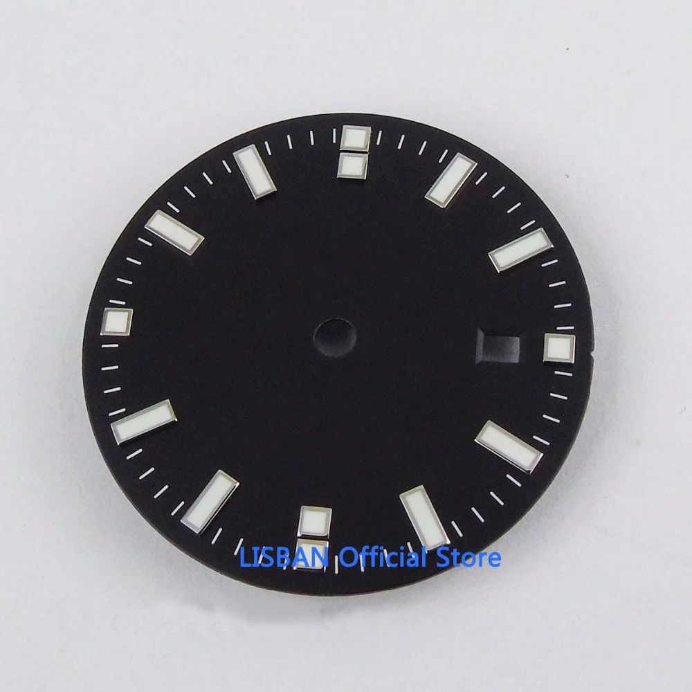 31.5mm Black Watch Face Men's Watch Date Window Watch Dial Fit For MINGZHU 3804(GMT) Automatic Movement