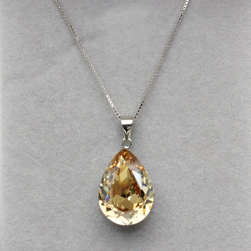 2021 Trendy New Pear Crystal Stone Pendants Necklace For Fashion Women Mother\'s Birthday Day Hiqh Quality Jewelry