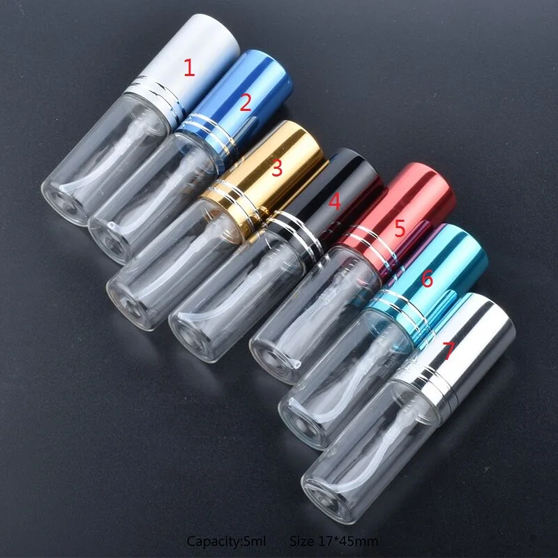 20pcs 50pcs 100pcs  5ml 10ml 15ml Portable Glass Refillable Perfume Bottle With Aluminum Atomizer Empty Parfum Case For Traveler