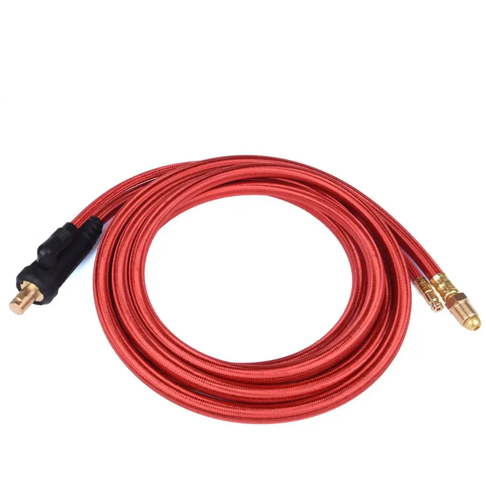 4M/6M WP26 Quick Connect TIG Welding Torch Gas-Electric Integrated Red Rubber Hose Cable Wires 35-50 Euro Connector