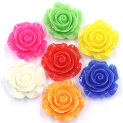 5Pcs Spacer Beads Cabochons Cameo Base Setting Rose Flowers For Ear Ring Decal Scrapbooking Flatback Resin Jewelry Finding 28mm