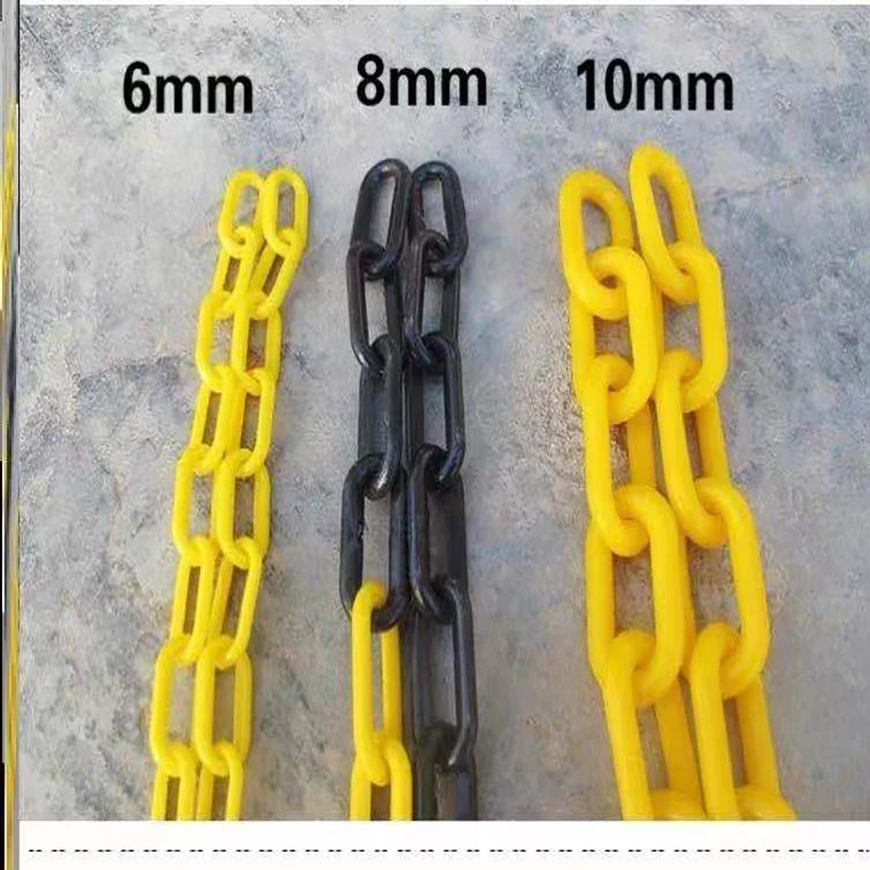 25M Thickness 8MM Traffic Plastic Chain Warning Chain Road Cone Chain Isolation Protection Chain Buckle Cordon