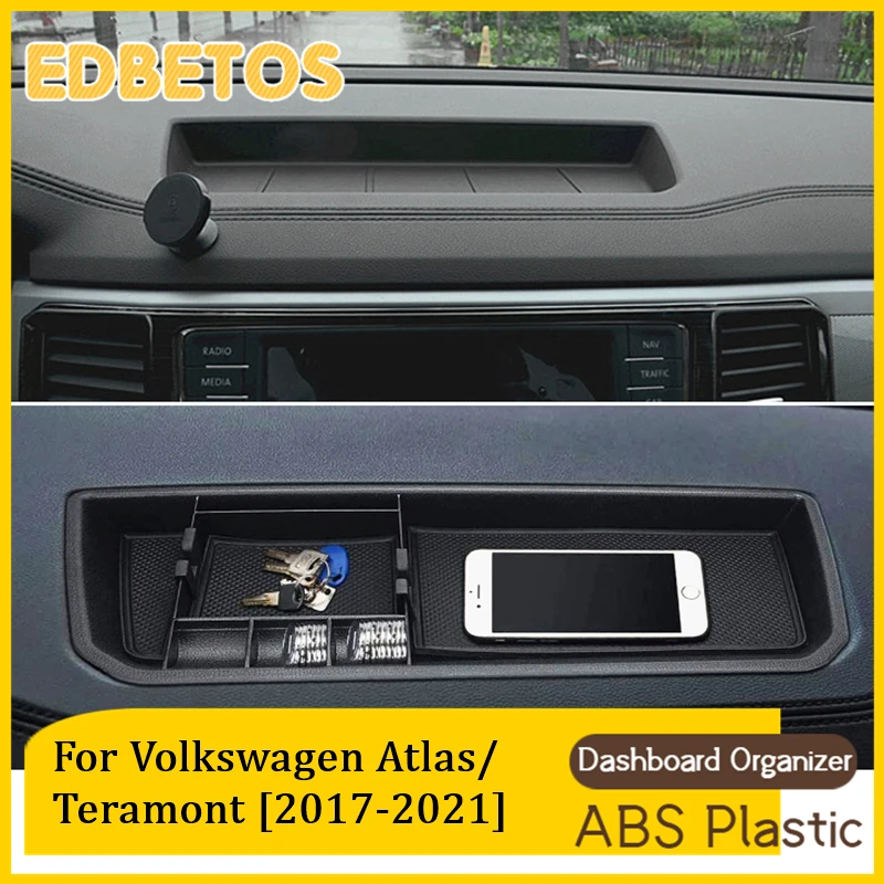 Teramont Dashboard Storage Box Organizer For Volkswagen Atlas 2018-2020 2021 2022 2023 Interior Phone Holder Center Console Tray