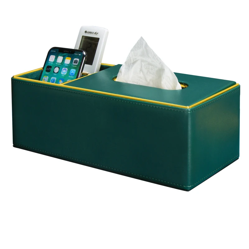 PU Leather Multifunctional Desktop Remote Control Storage, Tissue Pumping Box