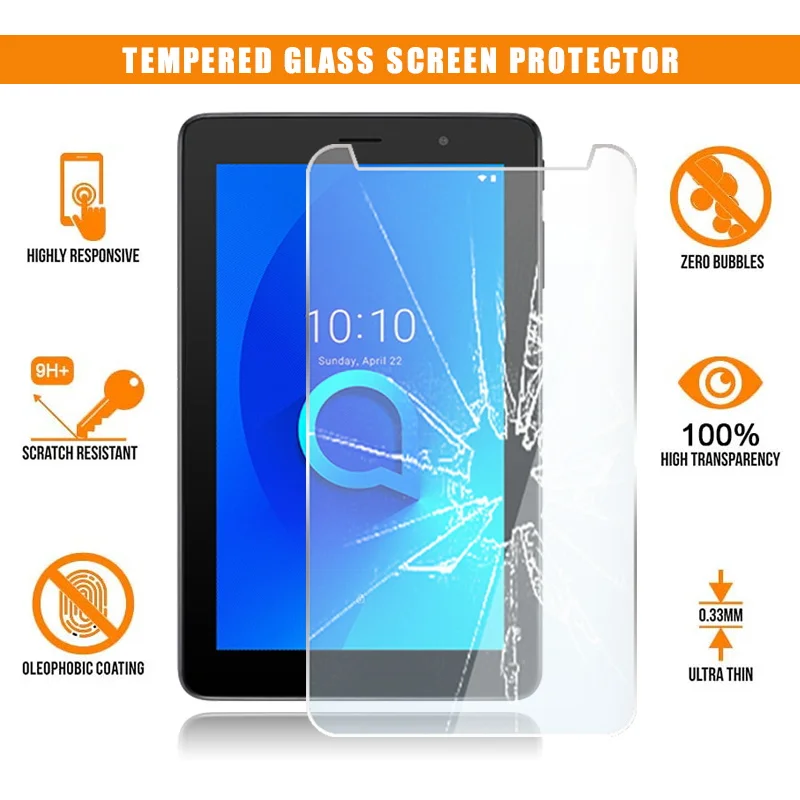 Screen Protector for Alcatel 1T 7 Tablet Tempered Glass 9H Scratch Resistant Anti-fingerprint HD Clear Film Guard Cover