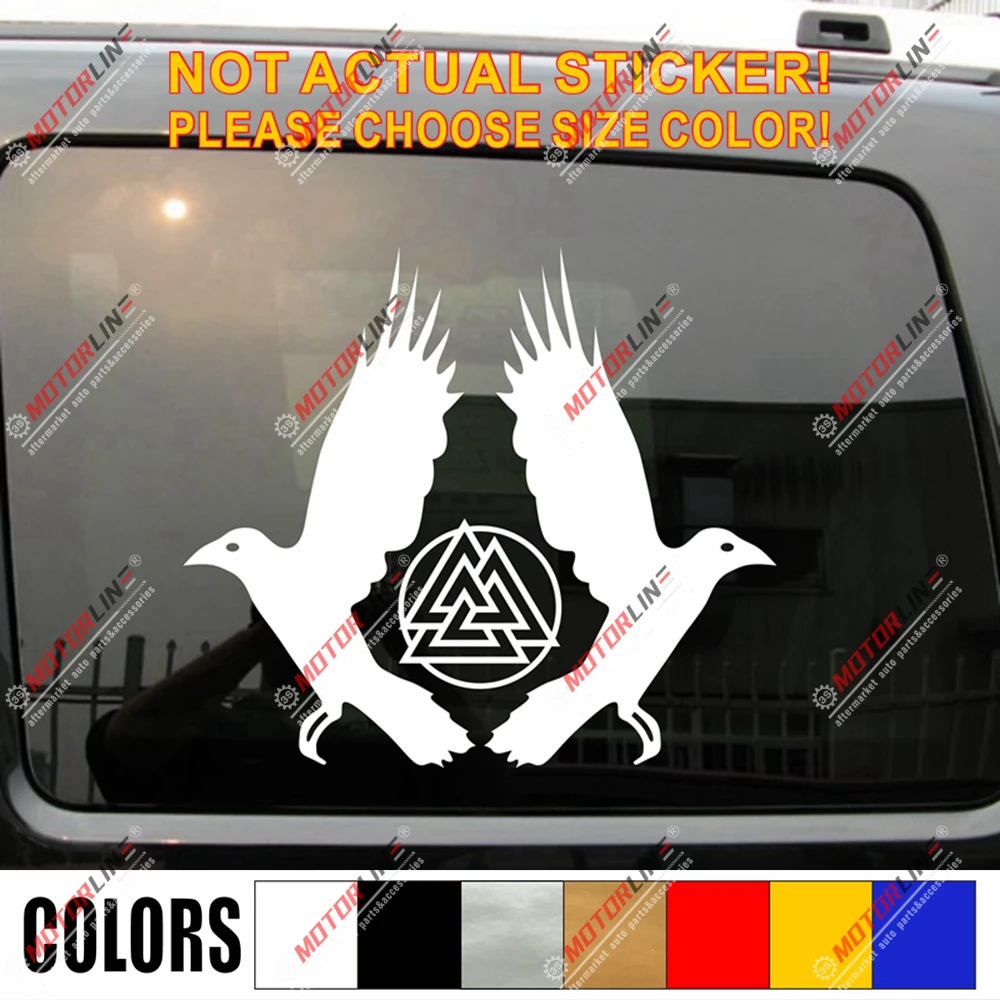 Huginn And Muninn Twin Ravens Valknut Decal Sticker Car Vinyl Norse Odin a