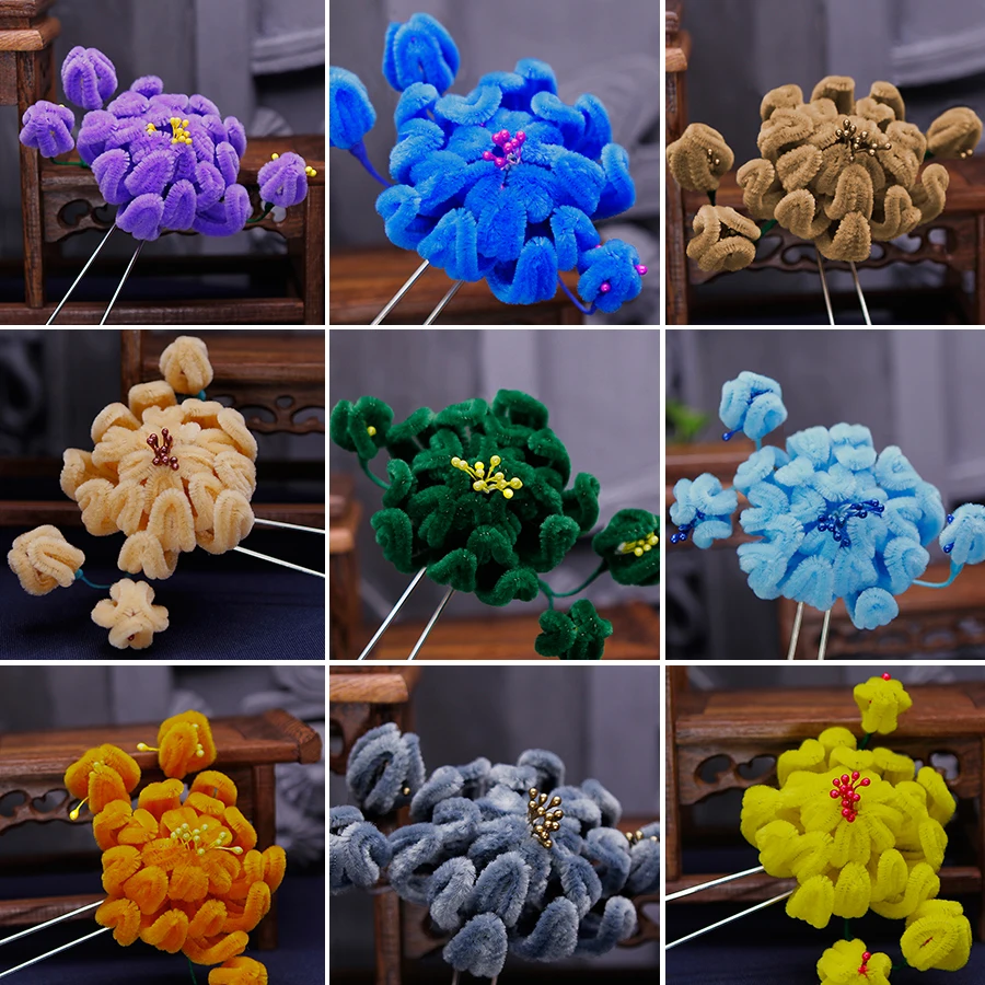 Shaped Hibiscus Flowers Hairpins Handmade Velvet Flowers Head Wear Qing Dynasty Hair Decorations For Women Royal Wedding