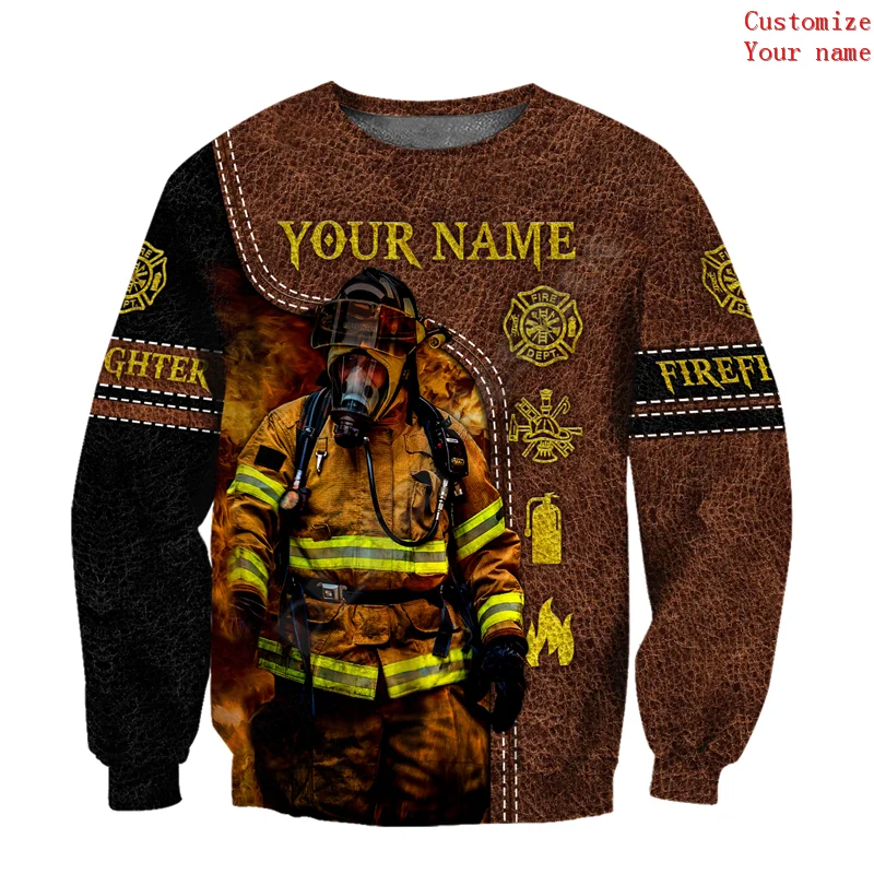 Customize Name Firefighter hoodies 3D Printed Zipper Hoodies/Sweatshirts women for men Halloween cosplay costumes 08