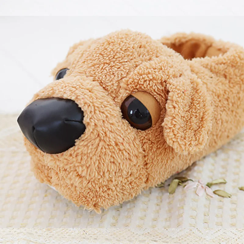 Funny Slippers Women Winter Dog Cartoon All-inclusive Thick Cotton Slippers Couples Cute Warm Home Plush Shoes Women Big Size