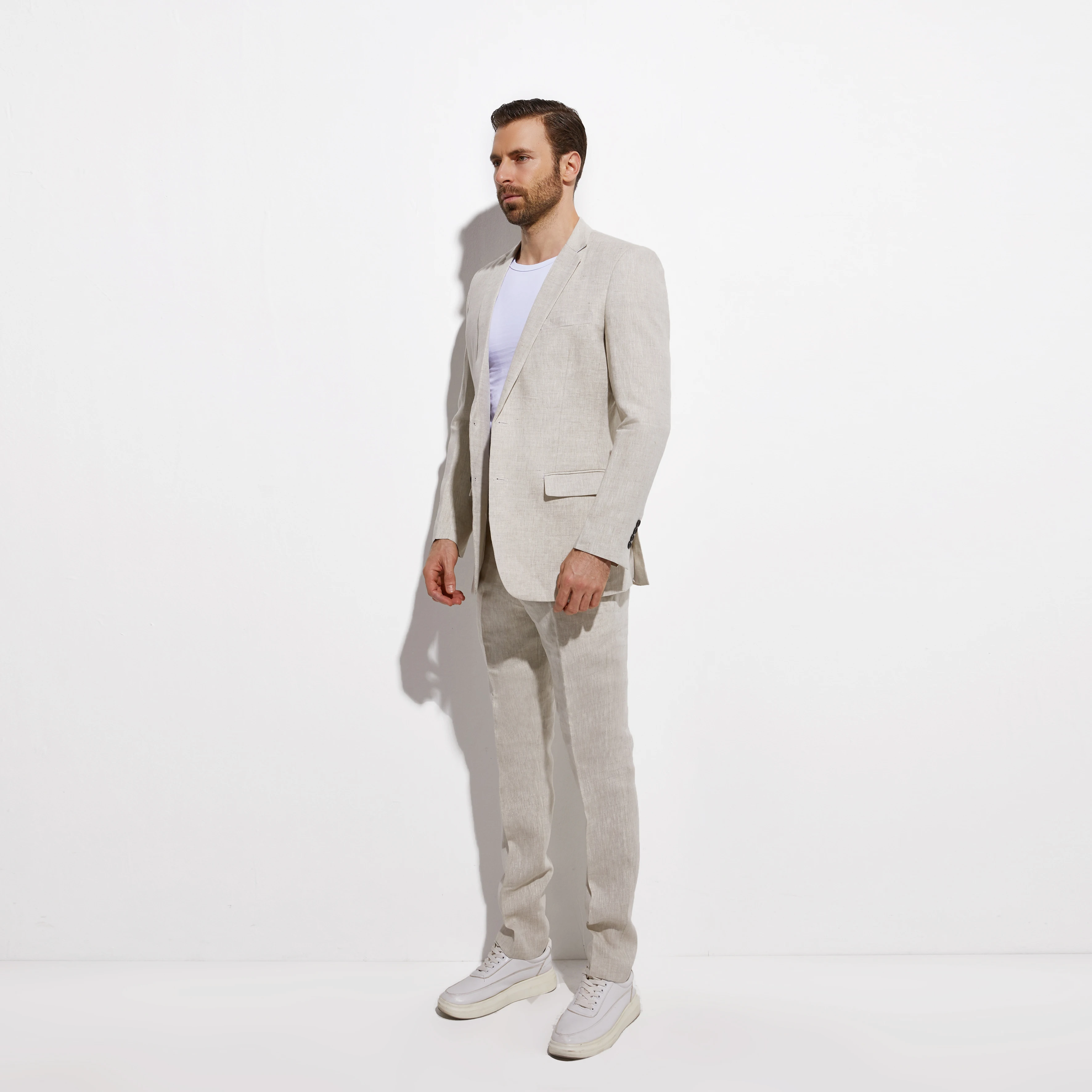 Traje de lino gris arena para hombre, traje de boda a medida, transpirable, Ideal para playa y verano