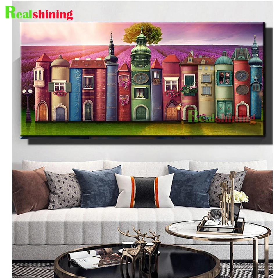 5D DIY Diamond Painting Lavender field Full Drills Diamond Embroidery Book Castle Landscape Mosaic Rhinestone Pictures N2182