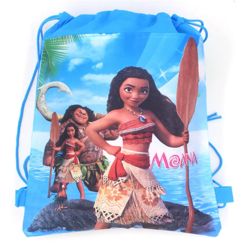 Baby Shower Party Kid Favors Disney Moana Princess tessuti Non tessuti Mochila Birthday Decoration coulisse rosa blu regali borse