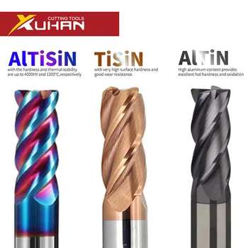 XUHAN มุมรัศมีปลาย CNC R Bullnose ตัดทังสเตนคาร์ไบด์ Router โลหะเครื่องมือ3 4ขลุ่ย R0.5 R1พื้นผิวเครื่องจักรกล