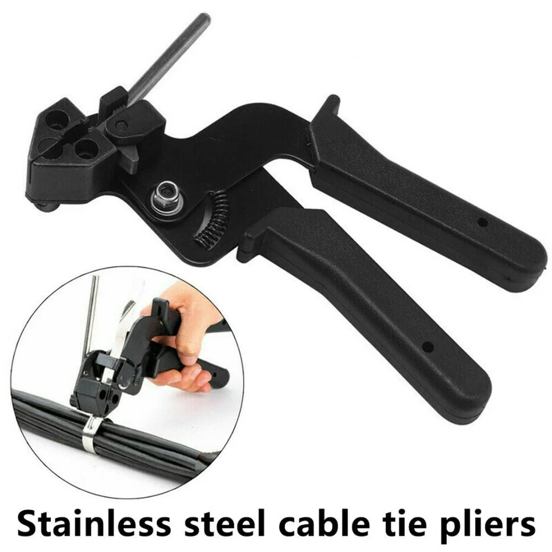 1pc Stainless Steel Metal Cable Tie Plier Fastener Crimper Cutter Black