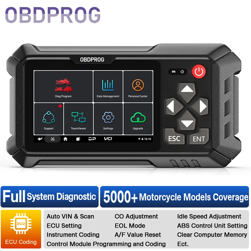 OBDPROG MOTO 100 Motorcycle Diagnostic Tool All System Code Reader Engine Check Moto Scan ECU CO A/F Adjust ABS EPB OBD2 Scaner