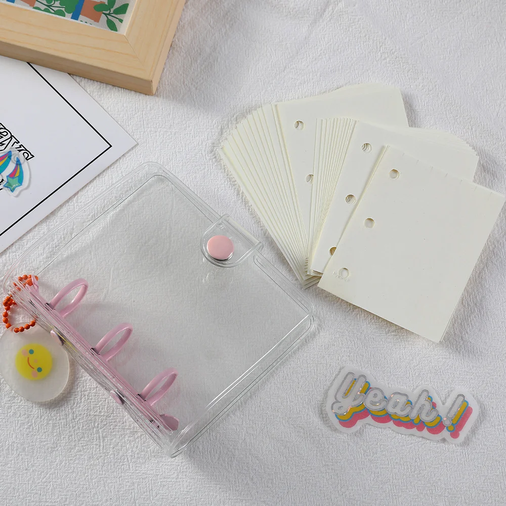 Mini Notebook Binder Portable Notebook Binder Student School Supplies Transparent Loose-leaf Binder Kawaii Binder