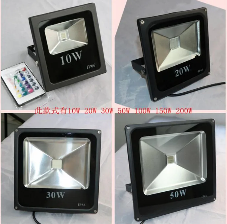 Wholesale 20pcs/lot 10W 20W 30W 50W RGB Flood Light Remote Control AC85-265V Outdoor Reflector Proyector LED Exterior