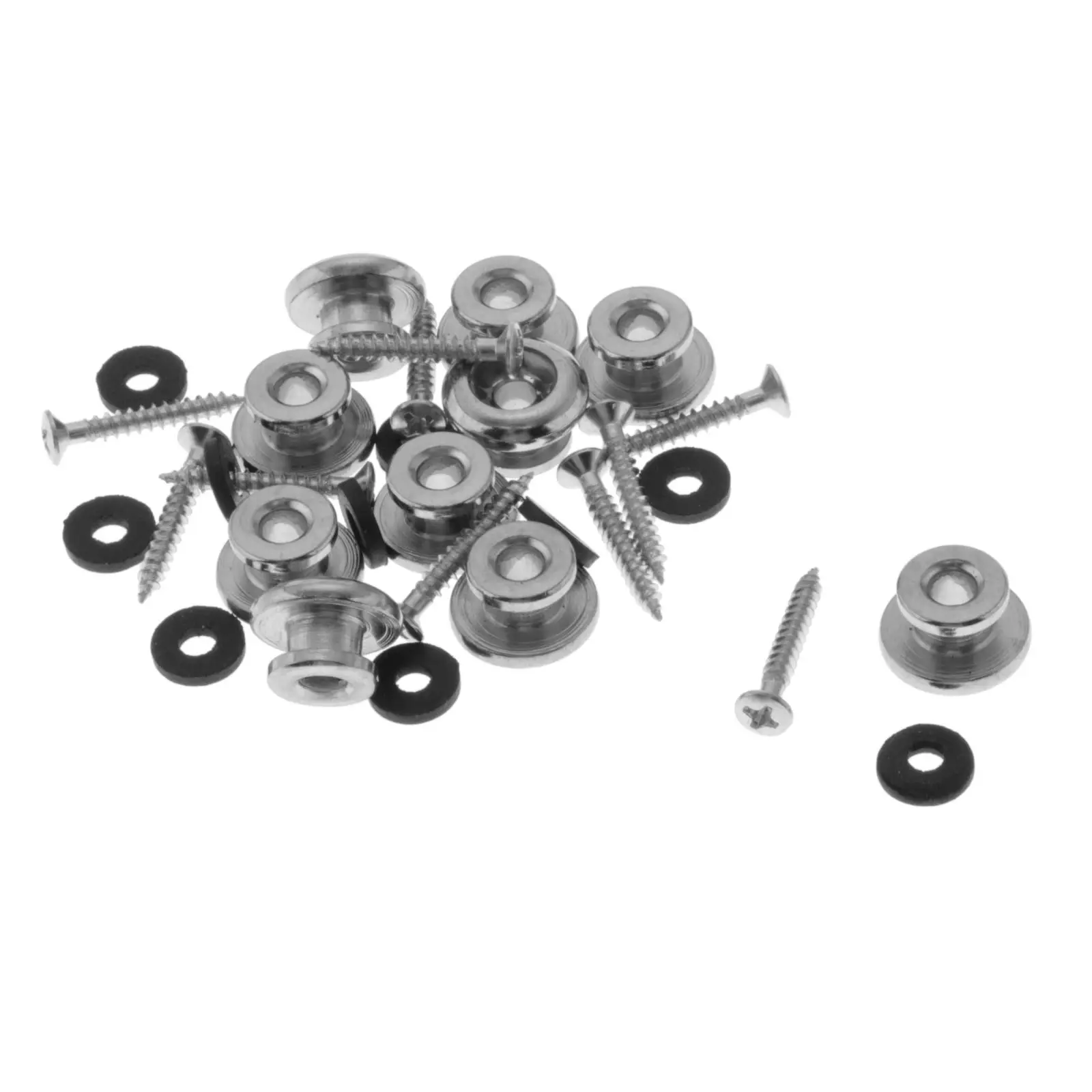 10Pcs/Lot Chrome Guitar Strap Buttons Strap Locks Metal Mushrooms Head End Pins Classical Nut Parts Lock Black Banjo Head Bass