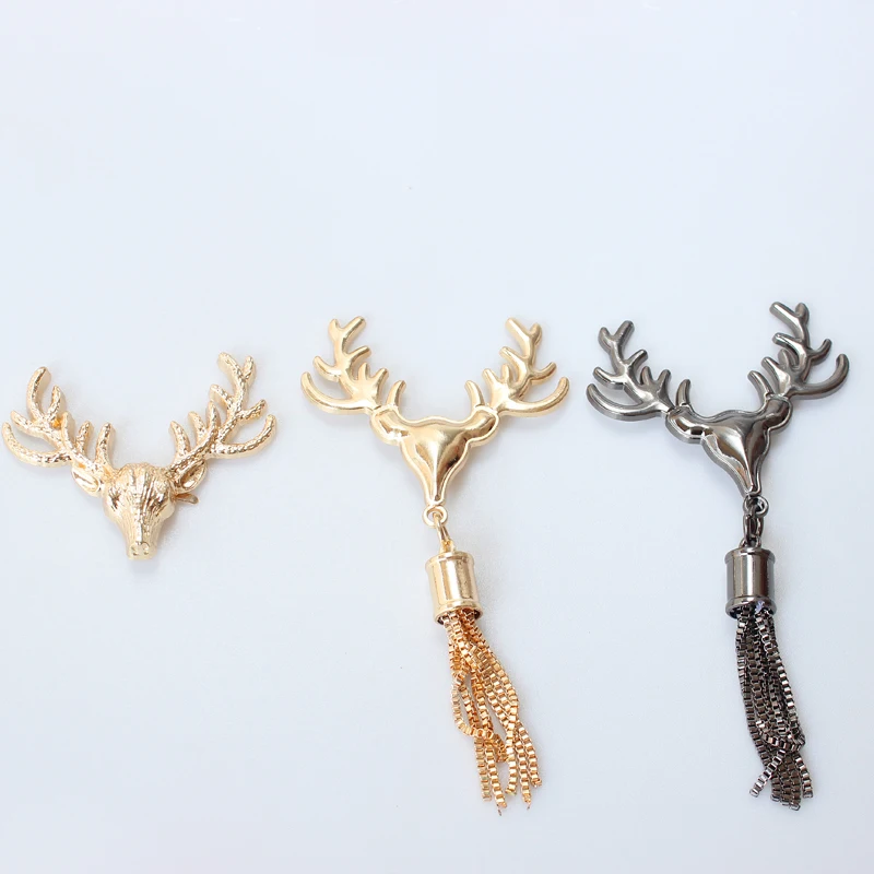 Diy Deer Head Tassel Hanging Clasp Buckle Bag Decor Hardware Cute Metal Bags Decoration Fawn Head Horns Bag Accessories