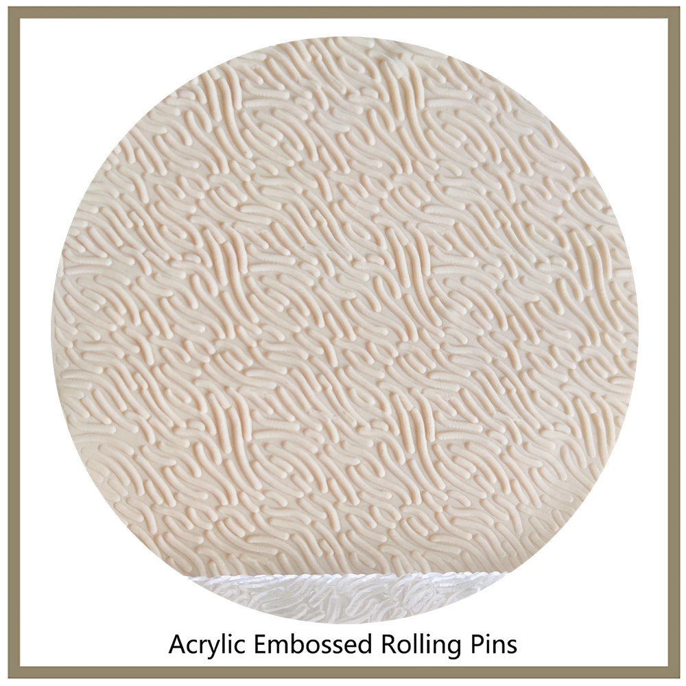 Acrylic Embossed Rolling Pin with Pattern, Fondant Cake Dough Roller, DIY Baking Tools, Kitchen Tools