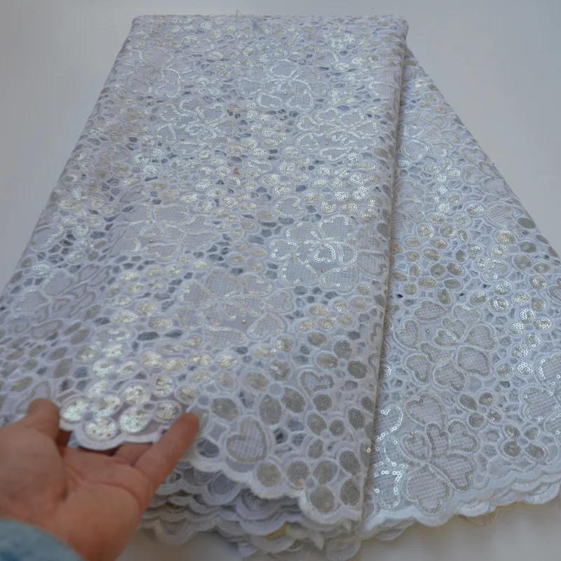 12 colors (5yards/pc) high quality white African hand cut organza lace fabric with beautiful sequins embroidery for party OP59