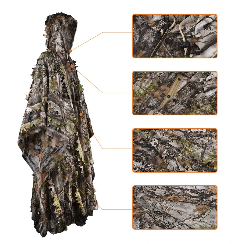 Ghillie Suits Hunting Clothes 3D Bionic Maple Uniform Cs Breathable Tactical Suit Shooting Wildlife Photography Men Women